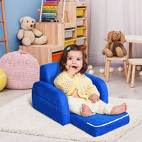 HOMCOM 2 In 1 Kids Sofa Armchair Chair Fold Out Flip Open Baby Bed Couch Toddler Sofa BLUE