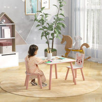 ZONEKIZ Kids Table and Chairs, Childrens Desk with 2 Chairs, Pink