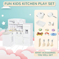 HOMCOM Kids Kitchen Play Kitchen Toy Set for Children Drinking Fountain White