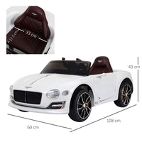 Bentley GT Electric Ride-on Car with LED Lights Music Parental Remote Control White