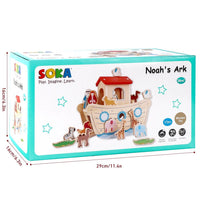 SOKA Wooden Noahs Ark Animal Boat Shape & Blocks Sorter Puzzle Activity Toy 3+