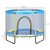 ZONEKIZ 4.6FT Trampoline with Enclosure Net Bungee Gym Blue