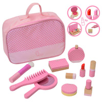 Teamson Kids Wooden Vanity Set Makeup Kit with 10 Accessories Pink TK-W00010