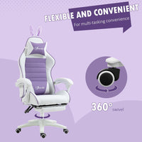Vinsetto Racing Style Gaming Chair with Footrest Removable Rabbit Ears Purple