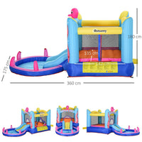 Outsunny Bouncy Castle Slide Water Pool Trampoline with Blower 3.6 x 1.75 x 1.8m