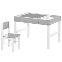 
              HOMCOM Kids Table and Chair Set Toddler Desk and Chair Set with Storage Grey
            