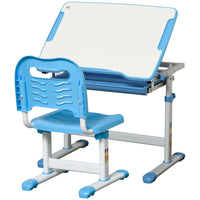 HOMCOM Kids Desk and Chair Set Adjustable Tiltable with Drawer Pen Slot Hook BLUE