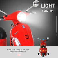 Vespa Licensed Kids Ride On Motorcycle 6V Boys Girls Music LED Lights MP3 USB RED