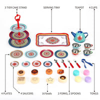 SOKA Vintage Design Metal Tea & Cakes Set Toy for Kids 40 Pcs Classic style
