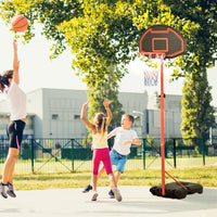 HOMCOM 200-250cm Adjustable Basketball Hoop Backboard with Wheels For Kids