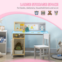 Two-Piece Childrens Table and Chair Set with Whiteboard Storage - Grey