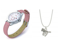 
              Relda Pink Horse Watch and Girls Jewellery Set – Watch Gift Set for Kids with Silvertone Horse Necklace & Bracelet REL24
            