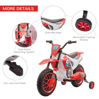 
              Kids Motorbike Electric Ride-On Toy with Training Wheels for 3-5 Years RED
            