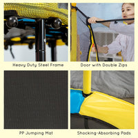 
              HOMCOM 4.6FT Kids Trampoline with Enclosure for Kids 1-10 Years Yellow
            