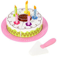 SOKA Wooden Birthday Party Cream Cake Pretend Role Play Toy Food Set for Kids