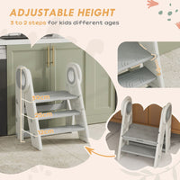 
              AIYAPLAY Toddler Tower, Foldable & Adjustable, with Handle, Non-Slip, Grey
            