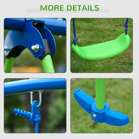 
              Outsunny Metal 2 Swings & Seesaw Set Height Adjustable Outdoor Play Set GREEN
            