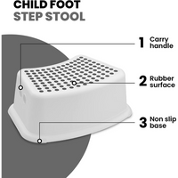 
              Child Foot Step Stool Anti-Slip Cover on Top For Children Practical Non-Slip Toilet Step for Toddlers Grey
            