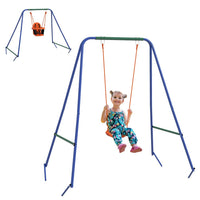Outsunny Garden Swing Set for Toddlers Kids with Seats Safety Belt Orange