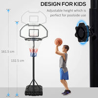HOMCOM Basketball Stand and 94-123cm Height Adjustable Hoop For Pool Side