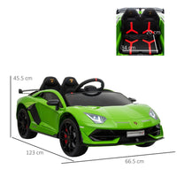 
              Lamborghini SVJ 12V Ride-On Car with Lights Music Remote 3-8 Yrs GREEN
            