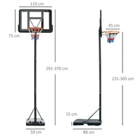 Basketball Hoop Stand 231-305cm Adjustable with Moving Wheels
