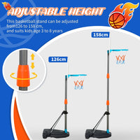 Ultimate Kids Basketball Set Hoop Ball Pump Adjustable Height Fillable Base 3-8 Yrs