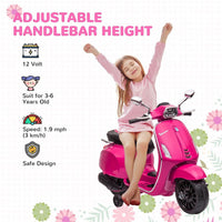 
              AIYAPLAY Vespa Licensed 12V Kids Electric Motorbike w/ 2 Training Wheels - Pink
            