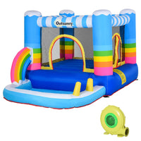 
              Outsunny Kids Bouncy Castle with Pool Outdoor Trampoline with Net Blower 3-8 Yrs
            
