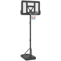 SPORTNOW Basketball Backboard Hoop Net Set with Wheels 200-305cm Black