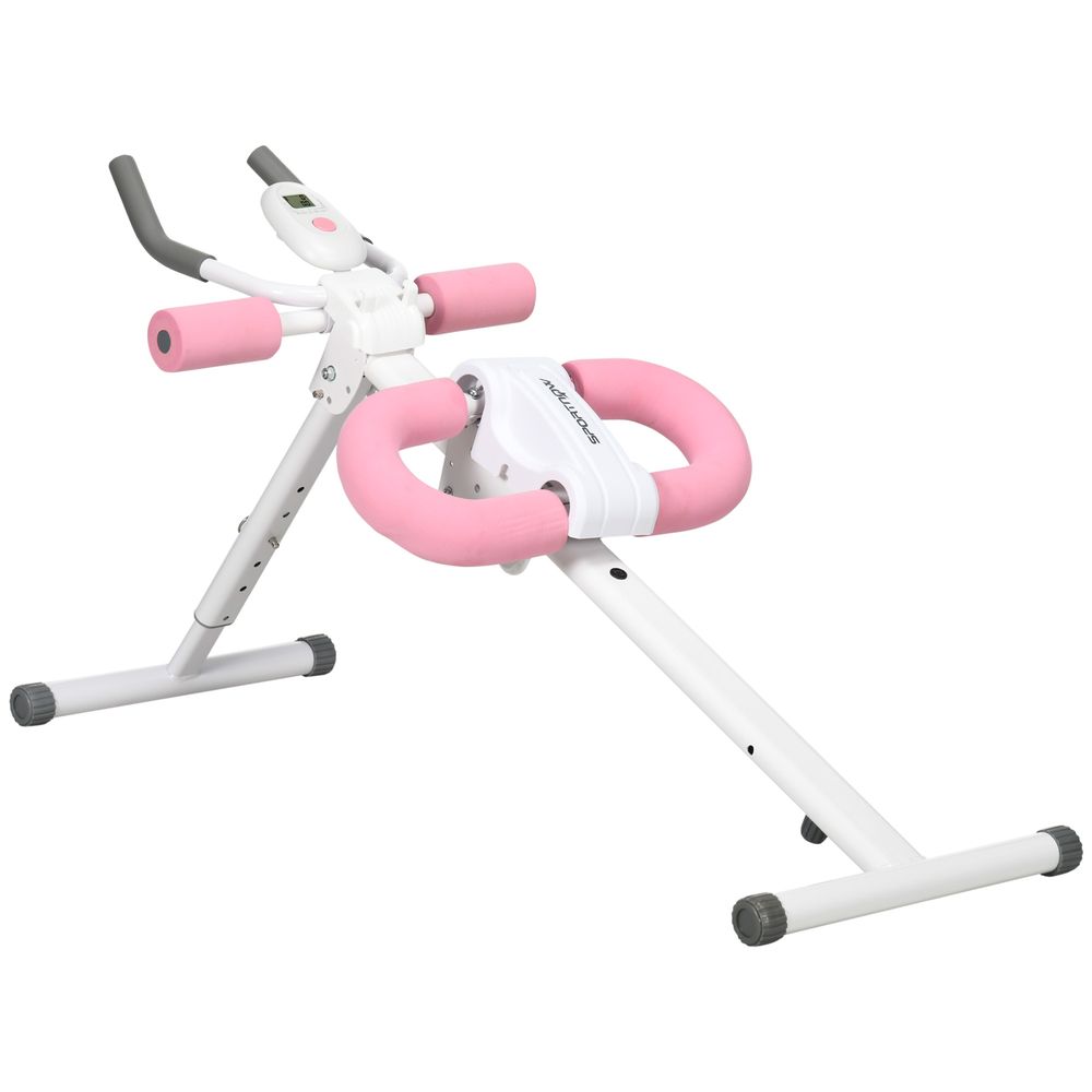 SPORTNOW Ab Machine Foldable Abs Trainer with Adjustable Height and LCD Monitor