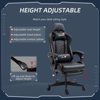Vinsetto Racing Gaming Chair PU Leather Gamer Recliner Home Office Black