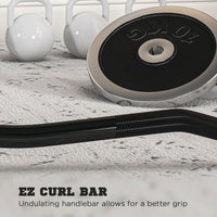 120cm EZ Curl Bar with Spring Clips Barbell Bar for 5cm Weight Plates 8kg