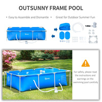 Outsunny Swimming Pool with Steel Frame Filter Pump Cartridge Rust Resistant 252x152x65cm BLUE