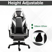 Vinsetto Gaming Chair Ergonomic Computer Chair w/ Footrest Headrest Lumbar Pillow Grey