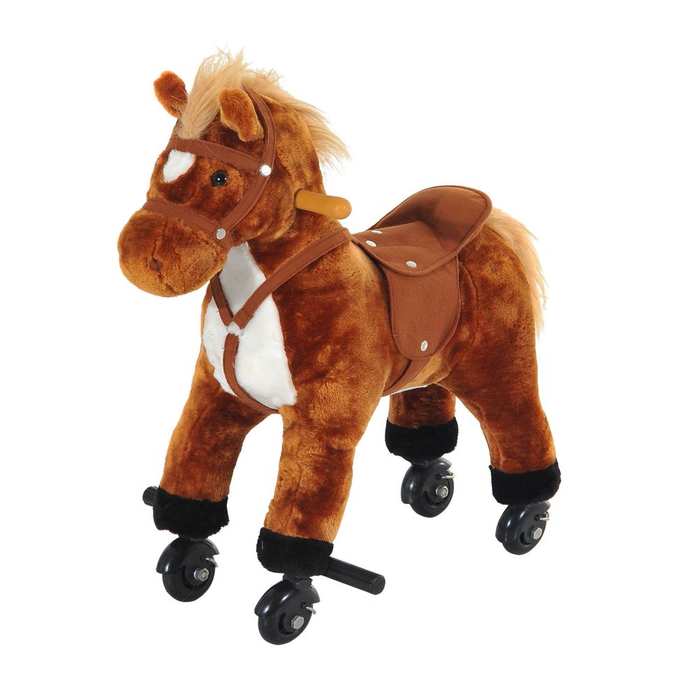 HOMCOM Rocking Horse Ride on Rocker Children Plush Toy Wooden Horse Sound