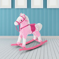 
              HOMCOM Rocking Horse Ride On Toy Plush Wood Pony Riding Rocker Neigh Sound PINK
            