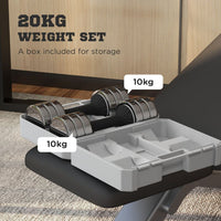 
              Adjustable Dumbbells Set Free weights with Storage Box 10kg x 2
            