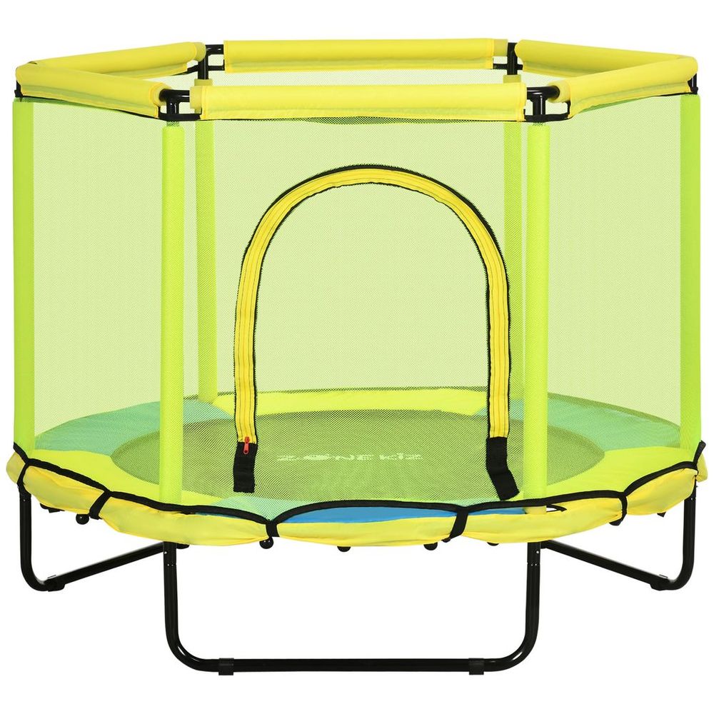 ZONEKIZ 4.6FT Trampoline with Enclosure Net Bungee Gym Yellow