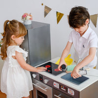 
              Teamson Kids Milano Kids Wooden Play Kitchen & 10 Accessories Grey TD-13397B
            
