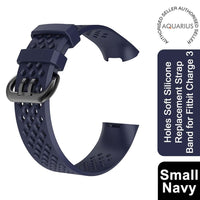 
              Aquarius Holes Soft Silicone Replacement Strap Band for Fitbit Charge 3[Navy,Small]
            