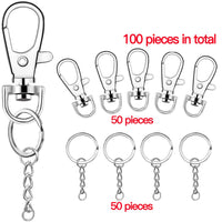 100pcs Metal Keyring Keychain Split Rings Keyfob Key Rings Key Chain Key Pendant Ring Stainless Steel Rings