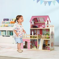 
              AIYAPLAY Dolls House with 13 Pieces Wooden Furniture and Accessories
            