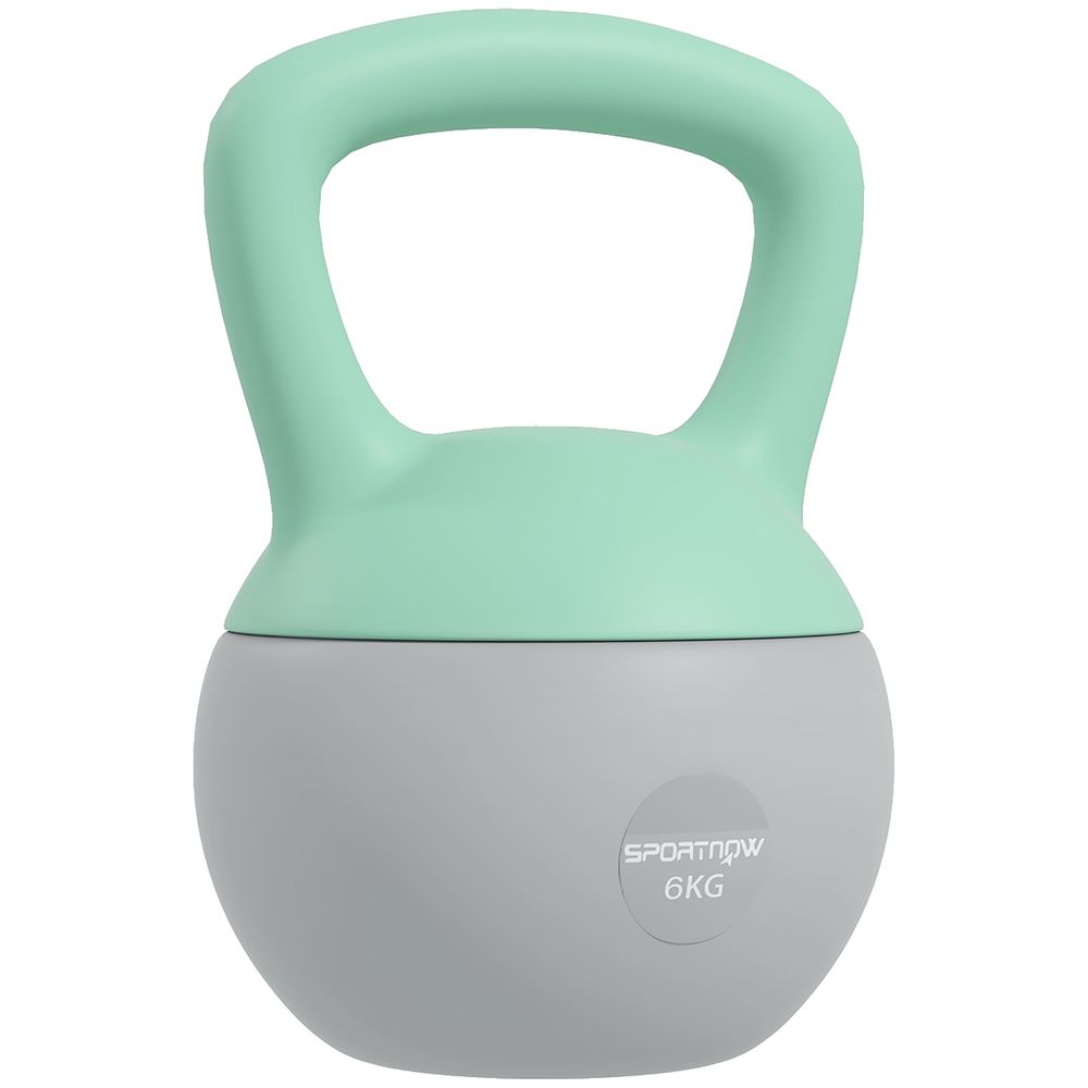 SPORTNOW 6KG Kettlebell with Soft Body and Non-Slip Handle, Grey and Green