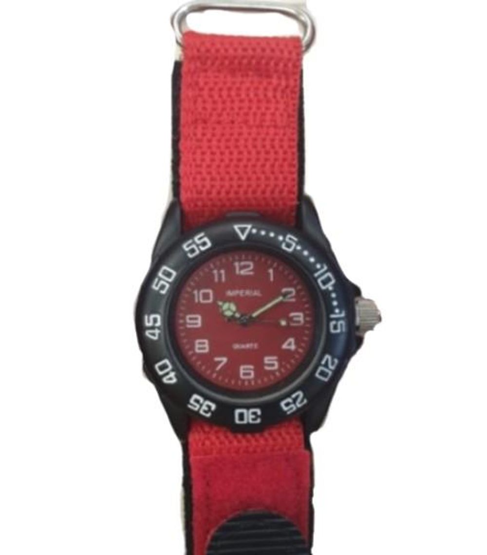 Imperial Kid's Girls & Boys Red Big Dial with Velcro Strap Easy Fasten Watch IMP430R CLEARANCE NEEDS RE-BATTERY