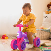 
              HOMCOM Baby Balance Bike Toddler Safe Training 4 Wheels Storage Bin Violet
            