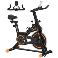 
              HOMCOM Exercise Bike Indoor Cycling w/ LCD Display, Heart Rate Sensor, Orange
            