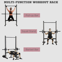 
              HOMCOM Adjustable Squat Rack with Pull Up Bar and Barbell Bar for Home Gym
            