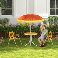 Outsunny Kids Bistro Table and Chair Set with Lion Theme Adjustable Parasol