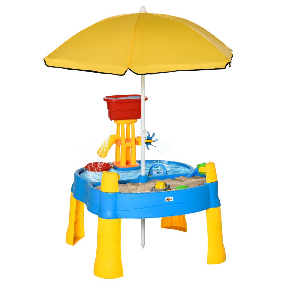 HOMCOM 2 in 1 Sand and Water Table for 18+ Months Kids Outdoor Beach Garden